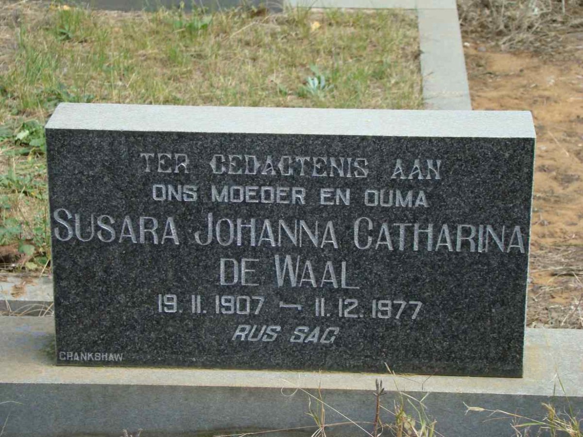 WAAL Susara Johanna Catharina, de 1907-1977