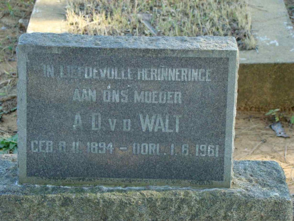 WALT A.D., van der 1894-1961
