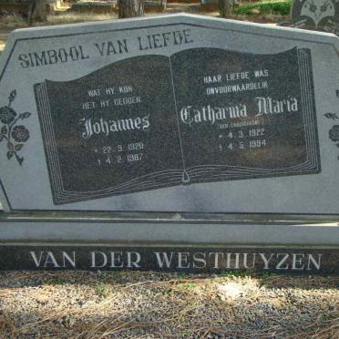 WESTHUYZEN Johannes, van der 1920-1987 &amp; Catharina Maria LABUSCHAGNE 1922-1994