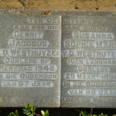 WESTHUYZEN Gerrit Jacobus, van der -1948 &amp; Susanna Sophia Maria LANDMAN -1950