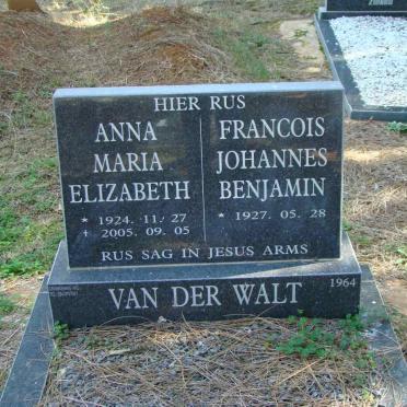 WALT Francois Johannes Benjamin, van der 1927- &amp; Anna Maria Elizabeth 1924-2005