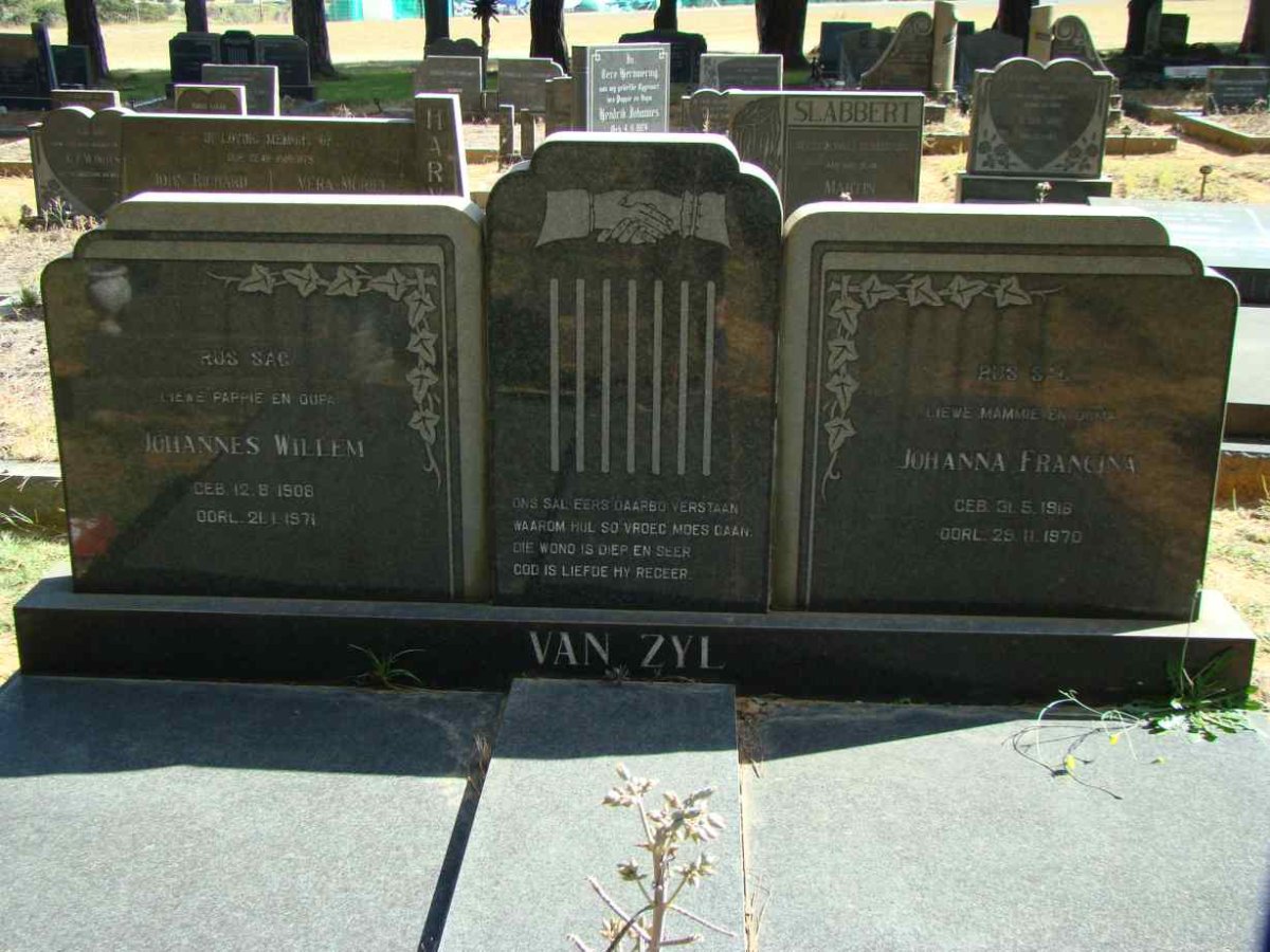 ZYL Johannes Willem, van 1906-1971 &amp; Johanna Francina 1916-1970
