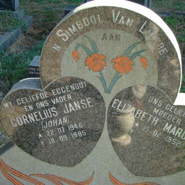 ? Cornelius Janse 1946-1985 &amp; Elizabeth Margaret 1952-