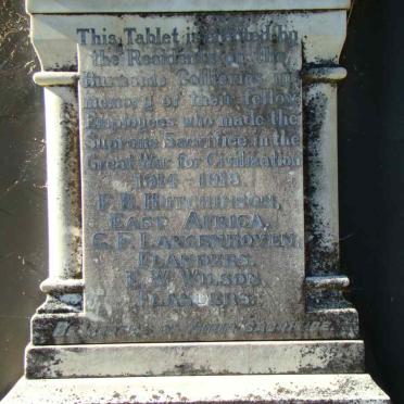 Kwazulu-Natal, GLENCOE, MOTHS war memorial