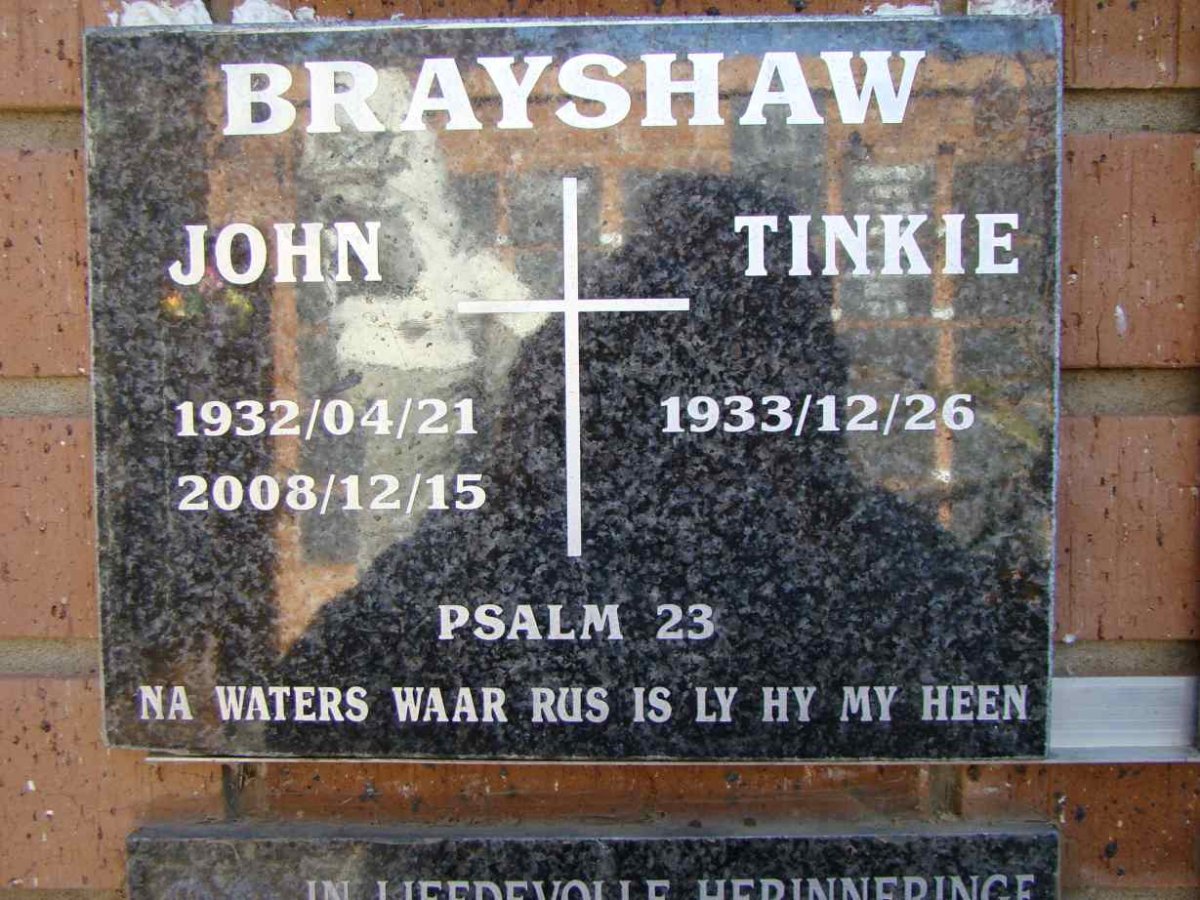 BRAYSHAW John 1932-2008 &amp; Tinkie 1933-