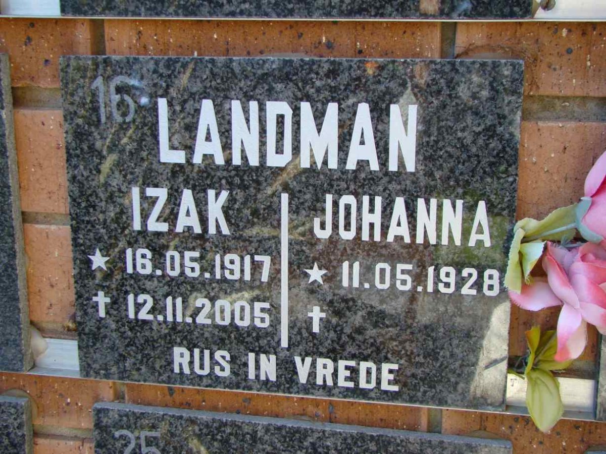 LANDMAN Izak 1917-2005 &amp; Johanna 1928-