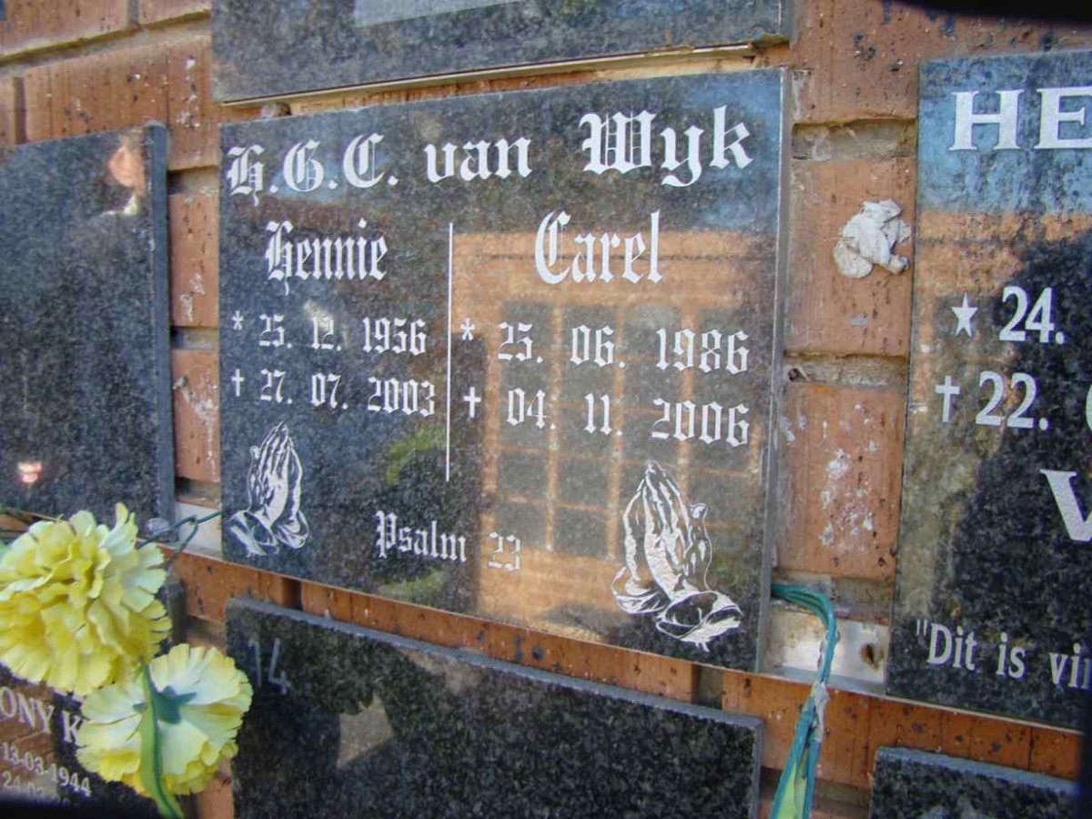 WYK H.G.C., van 1956-2003 :: VAN WYK H.G.C. 1986-2006