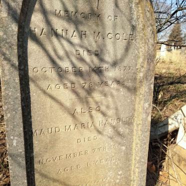 COLE Hannah M. -1877 :: HANDLEY Maud Maria -1865