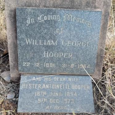 HOOPER William George 1881-1964 & Hester Antoinette 1894-1973