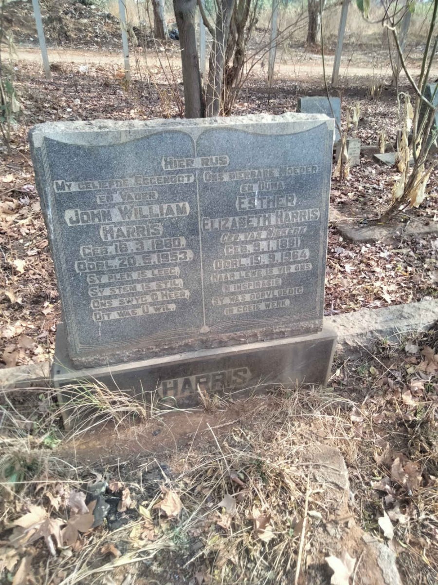 HARRIS John William 1880-1953 & Esther Elixzabeth VAN NIEKERK 1881-1964