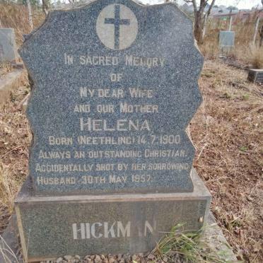 HICKMAN Helena nee NEETHLING 1900-1957
