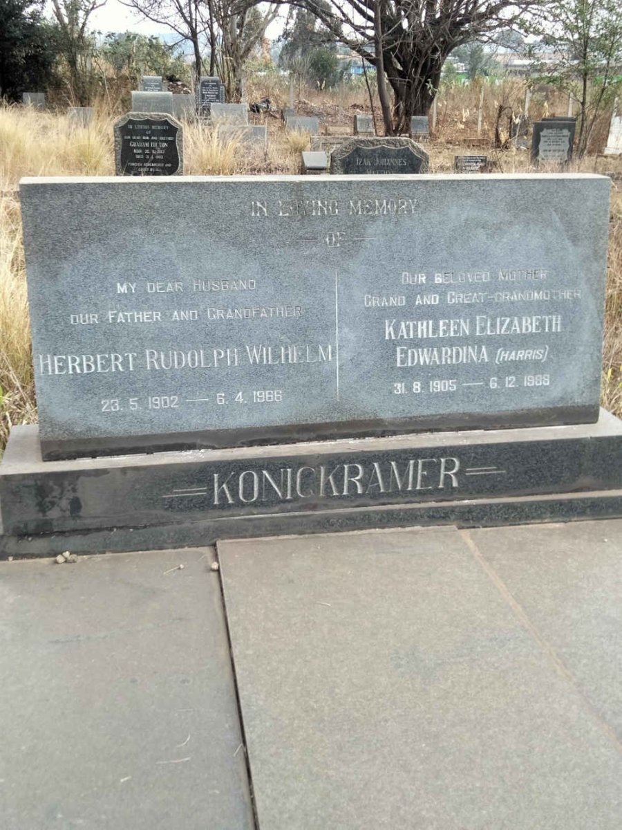 KONIGKRAMER Herbert Rudolph Wilhelm 1902-1966 & Kathleen Elizabeth Edwardina HARRIS 1905-1988