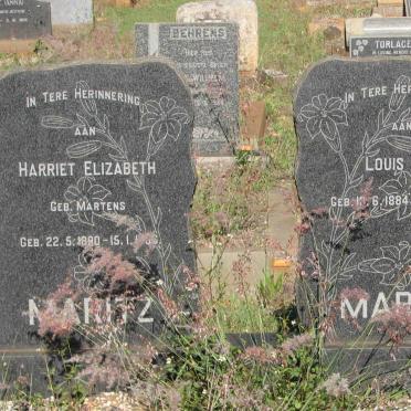 MARITZ Louis Nel 1884-1967 &amp; Harriet Elizabeth MARTENS 1890-196?