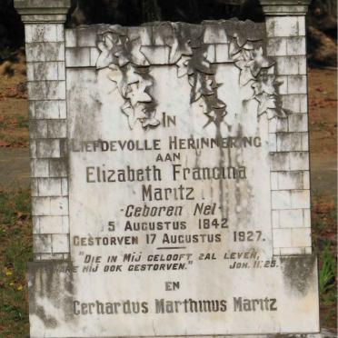 MARITZ Gerhardus Marthinus 1847-1927 &amp; Elizabeth Francina NEL 1842-1927