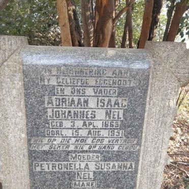 NEL Adriaan Isaac Johannes 1869-1951 & Petronella Susanna 1873-1966