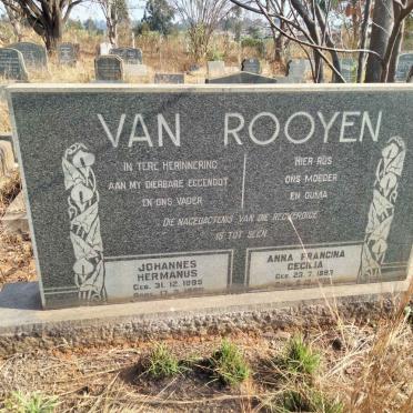 ROOYEN Johannes Hermanus, van 1895-1966 & Anna Francina Cecilia 1893-1975