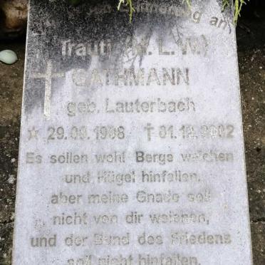 GATHMANN Trauti Marie Lydia Waldtraut nee LAUTERBACH 1908-2002