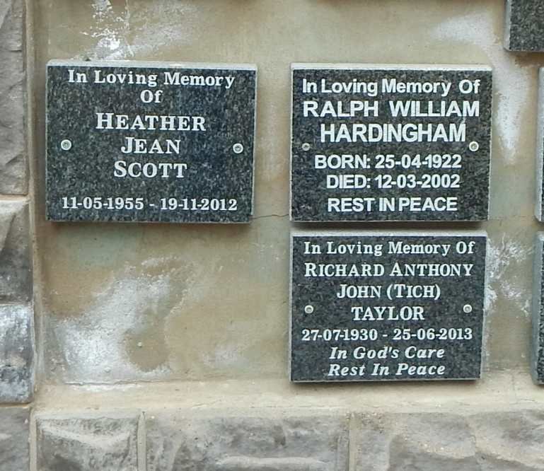 SCOTT Heather Jean 1955-2012 :: HARDINGHAM Ralph William 1922-2002 :: TAYLOR Richard Anthony John 1930-2013