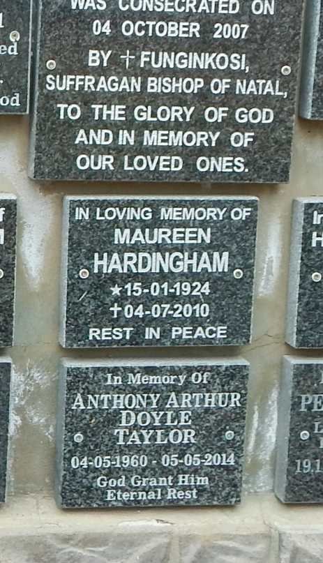 HARDINGHAM Maureen 1924-2010 :: TAYLOR Anthony Arthur Doyle 1960-2014