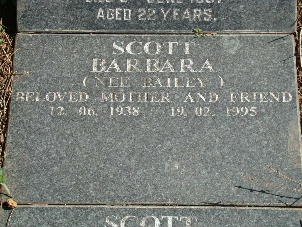 SCOTT Barbara nee BAILEY 1938-1995