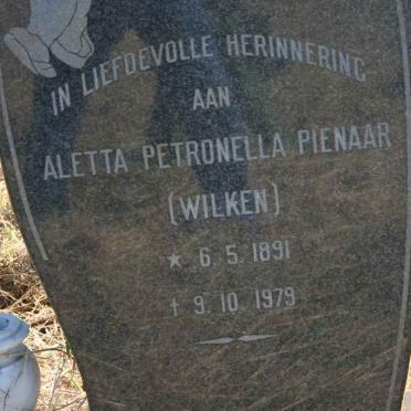 PIENAAR Aletta Petronella nee WILKEN 1891-1979