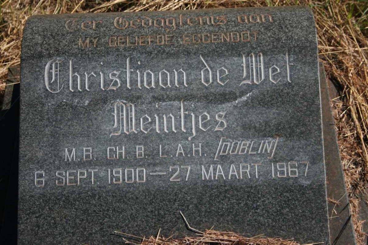 MEINTJES Christiaan de Wet 1900-1967