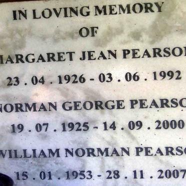 PEARSON Norman George 1925-2000 &amp; Margaret Jean 1926-1992 :: PEARSON William Norman  1953-2007 