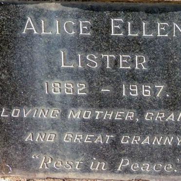 LISTER Alice Ellen 1882-1967