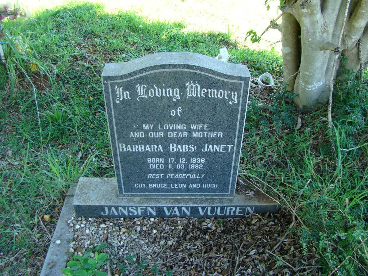 VUUREN Barbara Janet, Jansen van 1936-1992 