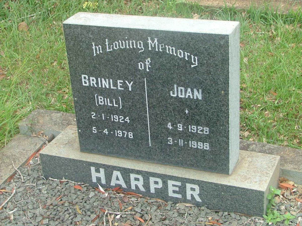 HARPER Brinley 1824-1978 &amp; Joan 1928-1998