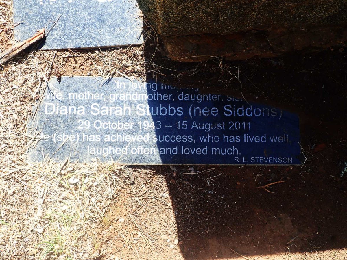 STUBBS Diana Sarah nee SIDDONS 1943-2011