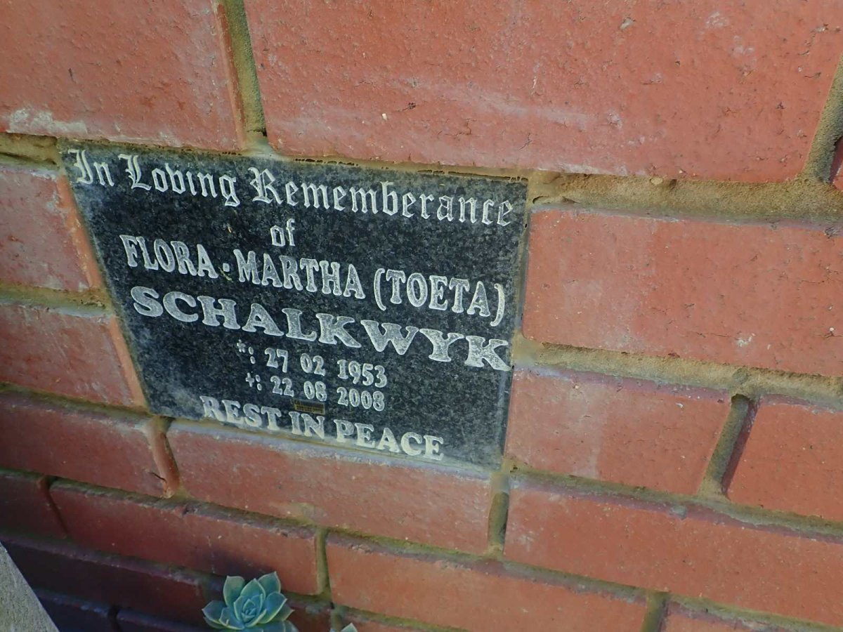 SCHALKWYK Flora Martha 1953-2008