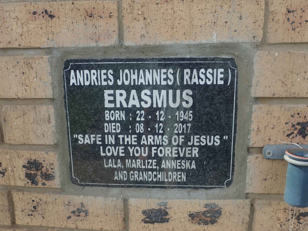 ERASMUS Andries Johannes 1945-2017
