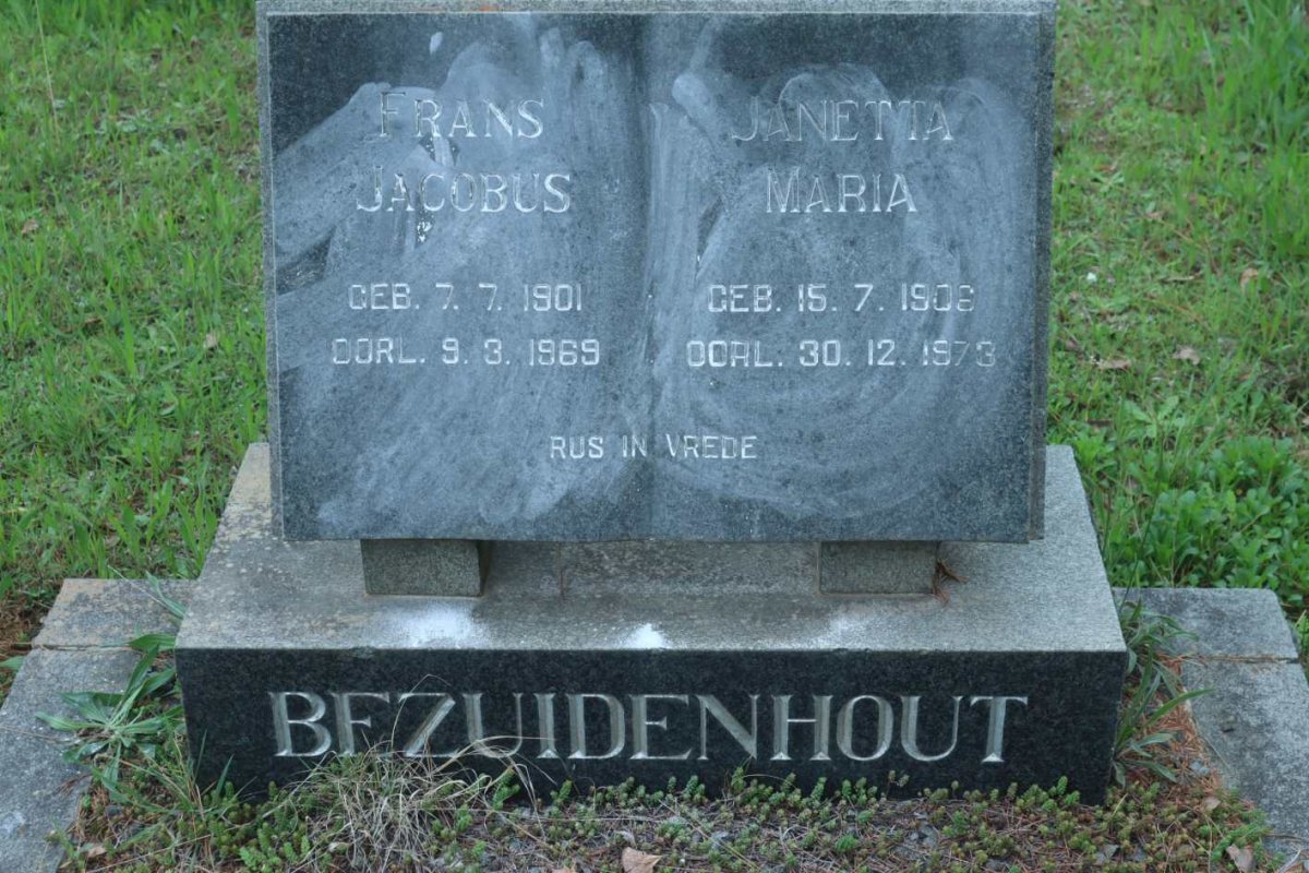 BEZUIDENHOUT Frans Jacobus 1901-1969 &amp; Janetta Maria 1906-1973