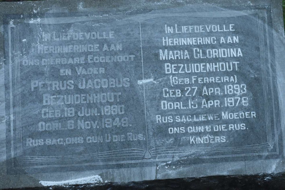 BEZUIDENHOUT Petrus Jacobus 1890-1949 &amp; Maria Gloridina FERREIRA 1893-1978
