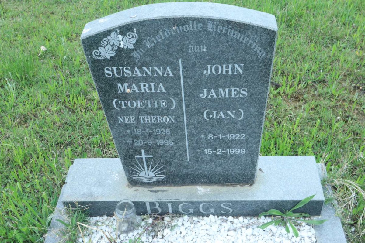 BIGGS John James 1922-1999 &amp; Susanna Maria THERON 1926-1995