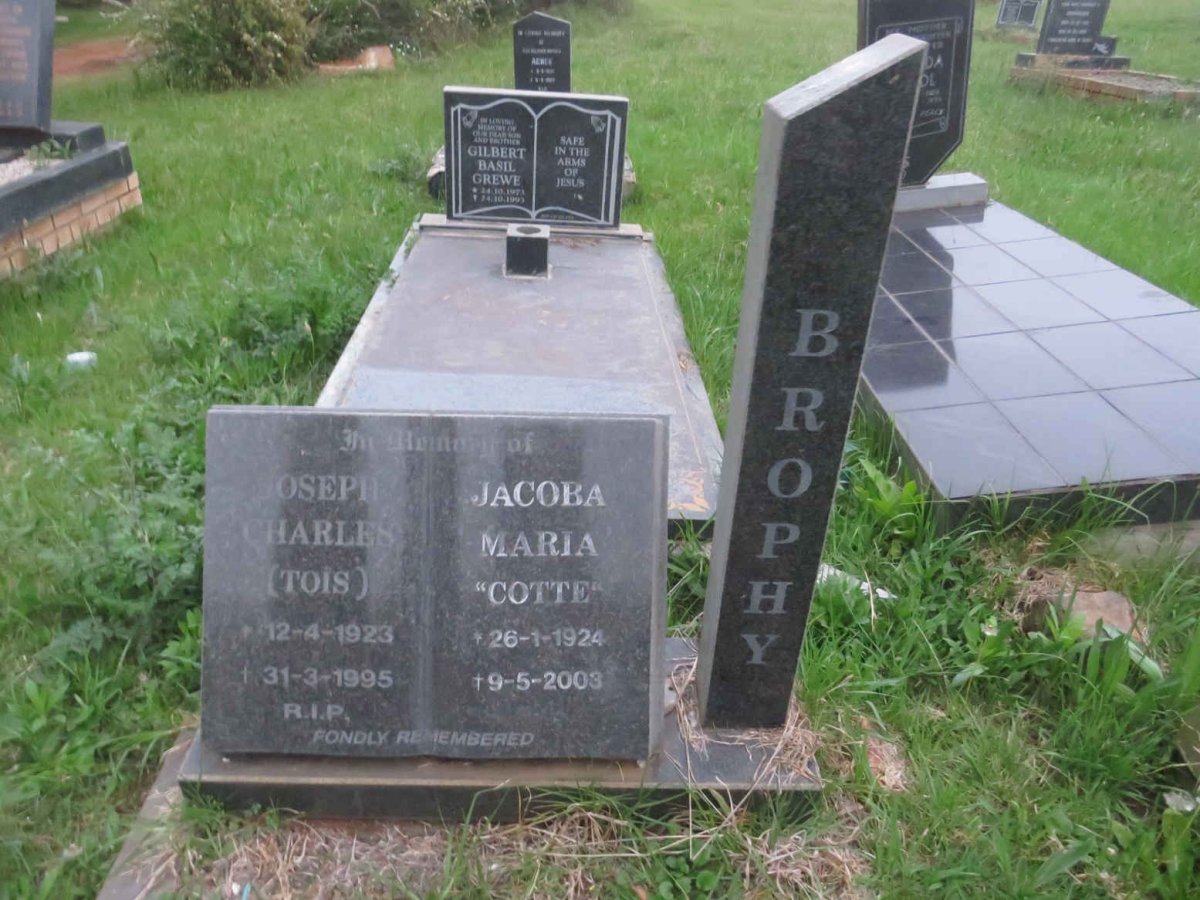 BROPHY Joseph Charles 1923-1995 &amp; Jacoba Maria 1924-2003