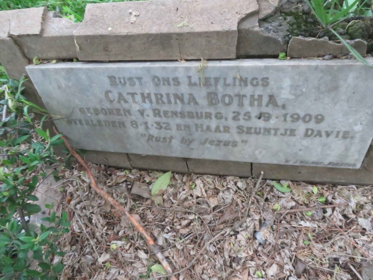 BOTHA Cathrina nee V. RENSBURG 1909-1932 :: BOTHA Davie