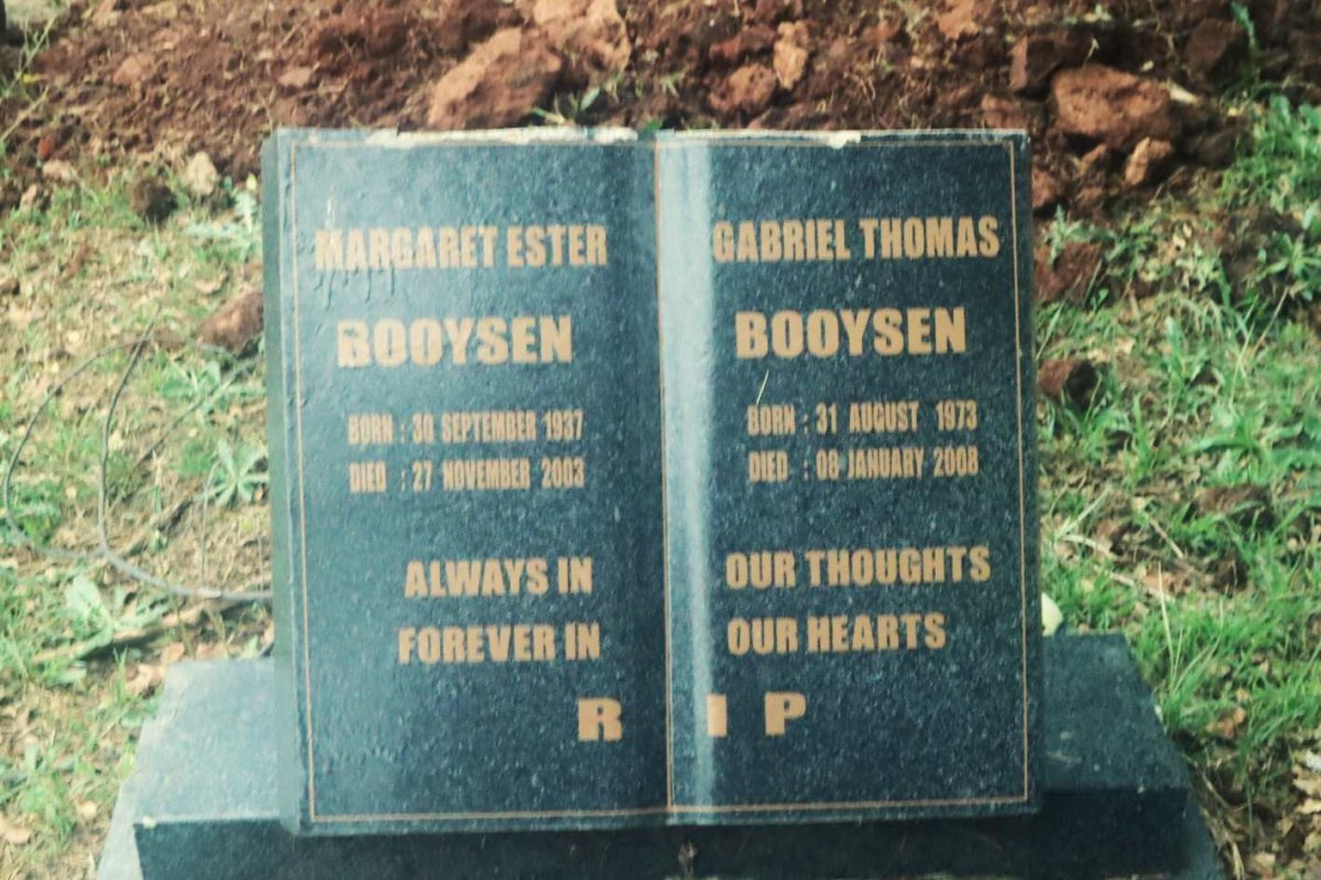 BOOYSEN Margaret Ester 1937-2003 :: BOOYSEN Gabriel Thomas 1973-2008