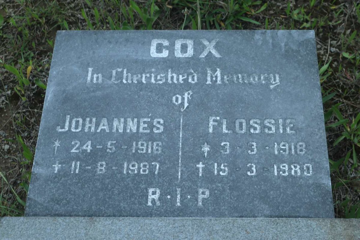 COX Johannes 1916-1987 &amp; Flossie 1918-1980
