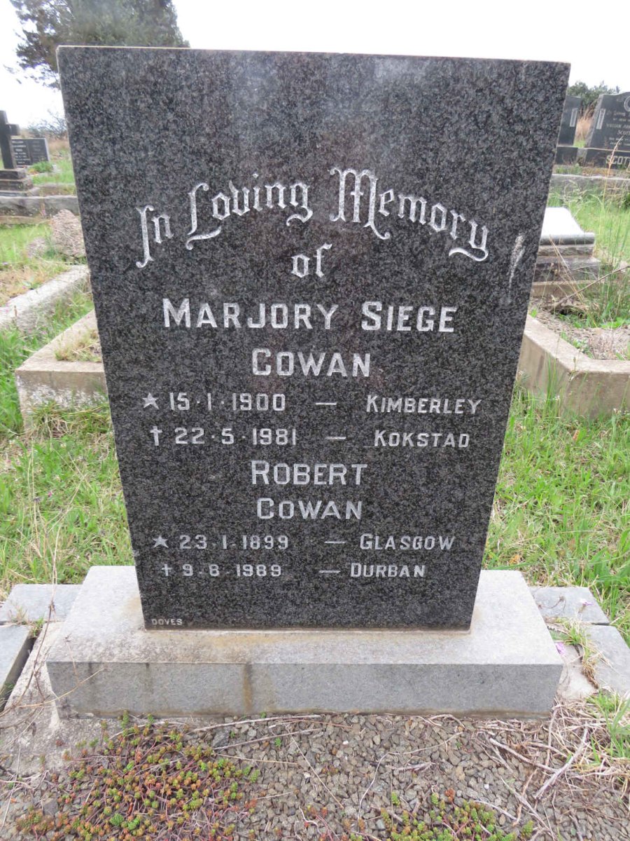 COWAN Robert 1899-1989 &amp; Marjorie Siege 1900-1981