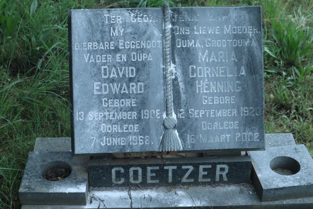 COETZER David Edward 1908-1968 &amp; Maria Cornelia HENNING 1920-2002