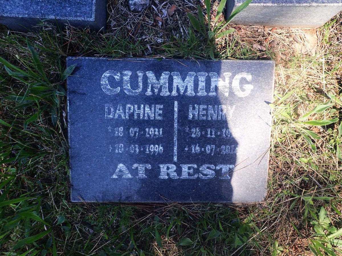 CUMMING Henry 192?-2014 &amp; Daphne 1931-1996