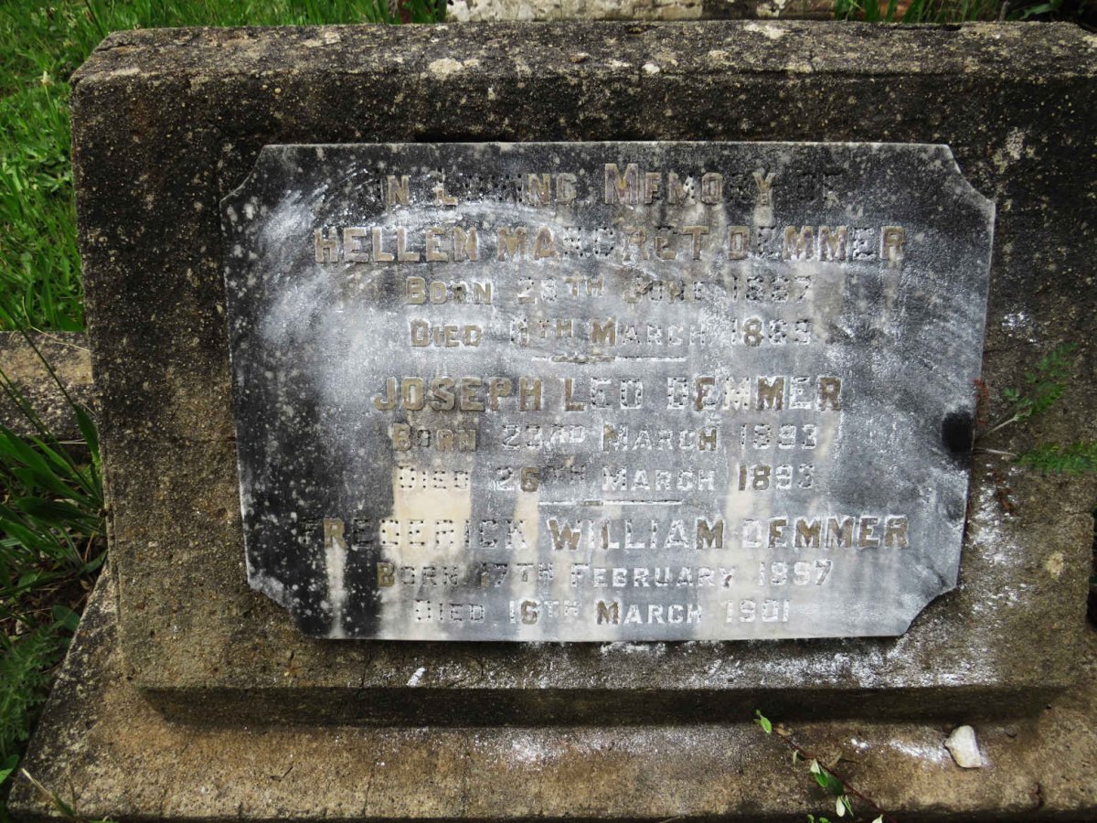 DEMMER Helen Margaret 1887-1889 :: DEMMER Joseph Leo 1893-1893 ::  DEMMER Frederick William 1897-1901