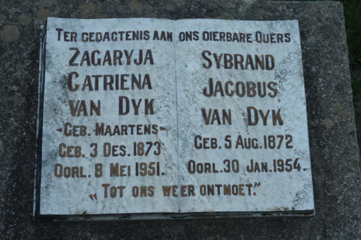 DYK Sybrand Jacobus,van 1872-1954 &amp; Zagaryja Catriena MAARTENS 1873-1951