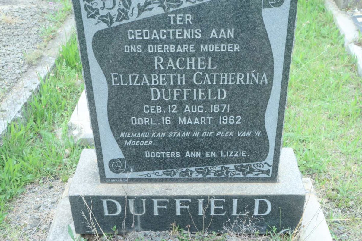 DUFFIELD Rachel Elizabeth Catherina 1871-1962