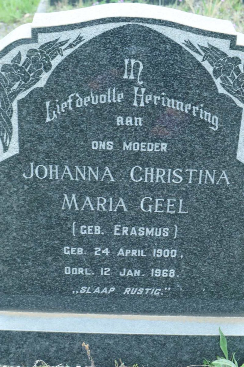 GEEL Johanna Christina Maria nee ERASMUS 1900-1968