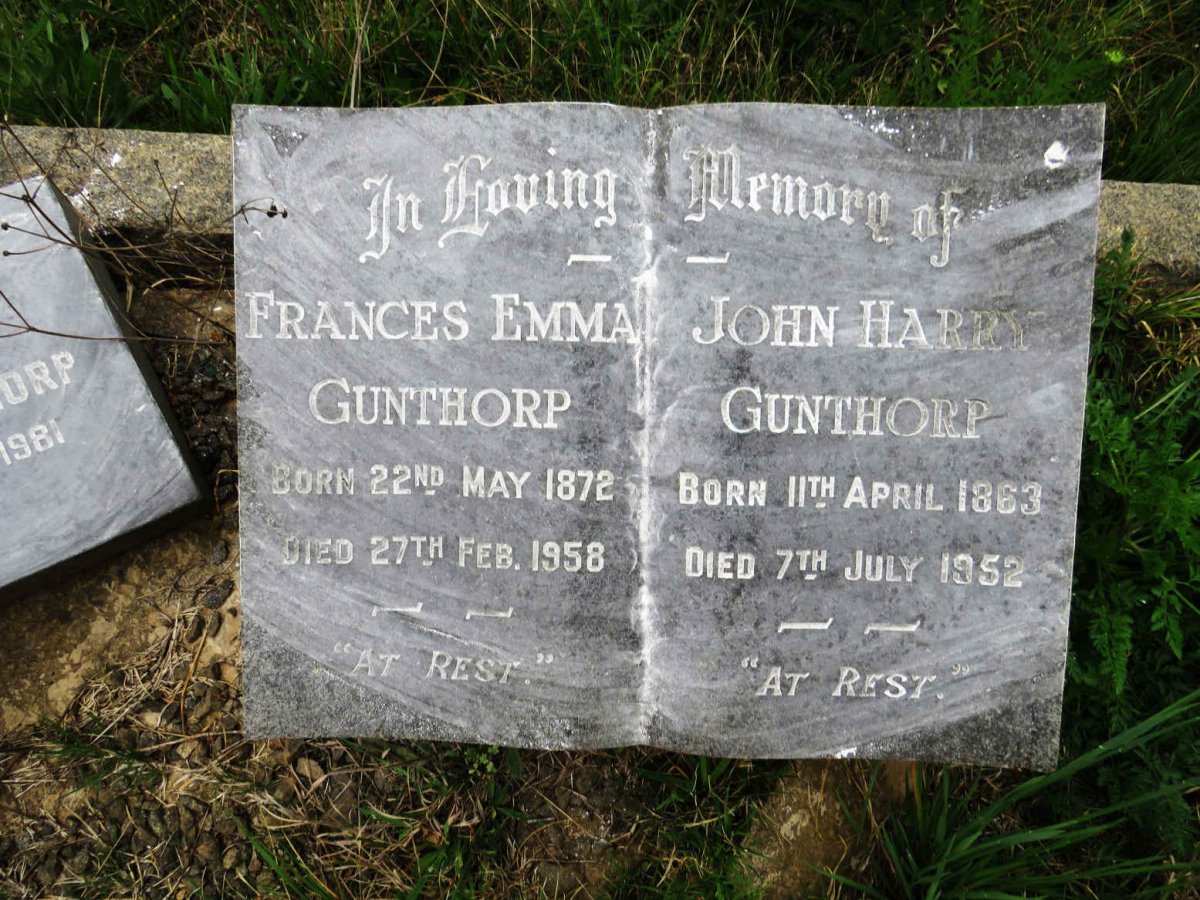 GUNTHORP John Harry 1863-1952 &amp; Frances Emma 1872-1958
