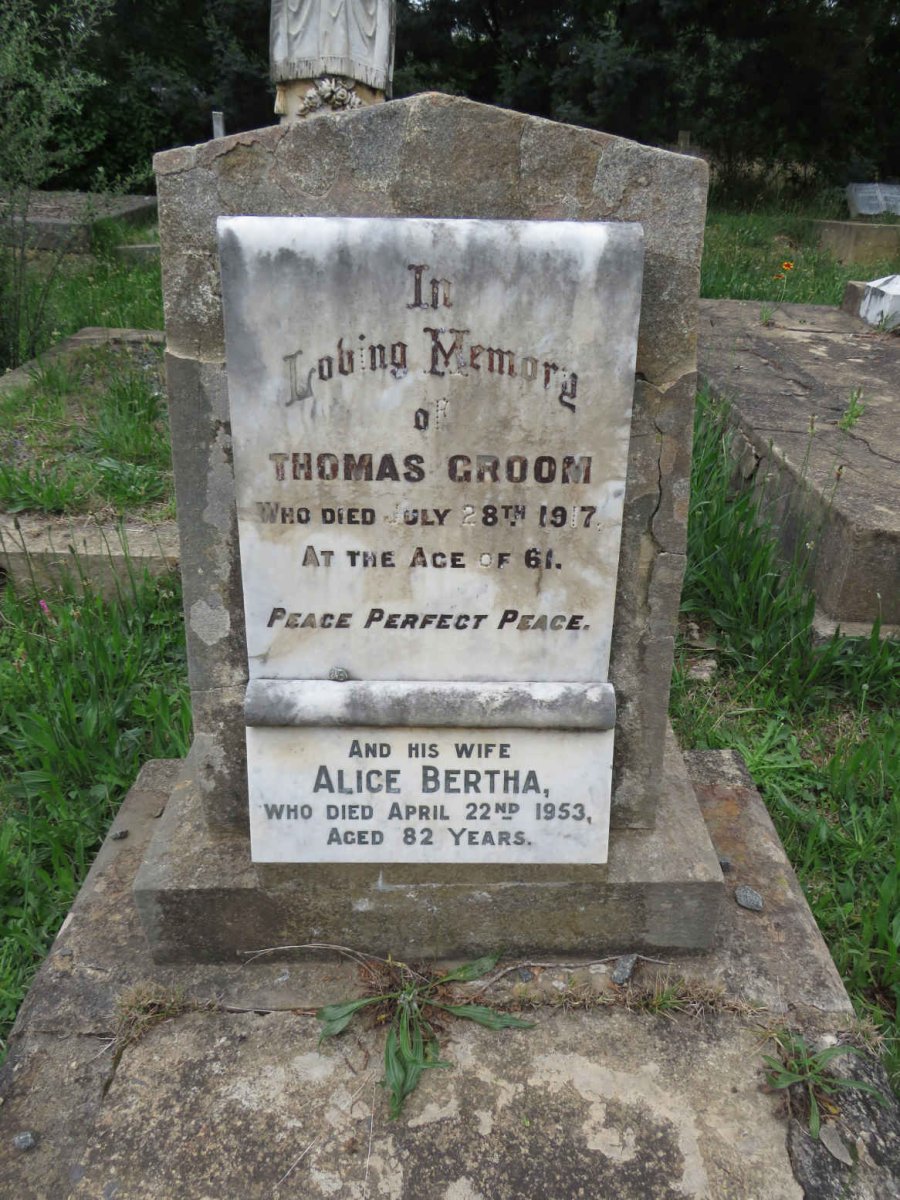 GROOM Thomas -1917 &amp; Alice Bertha -1953