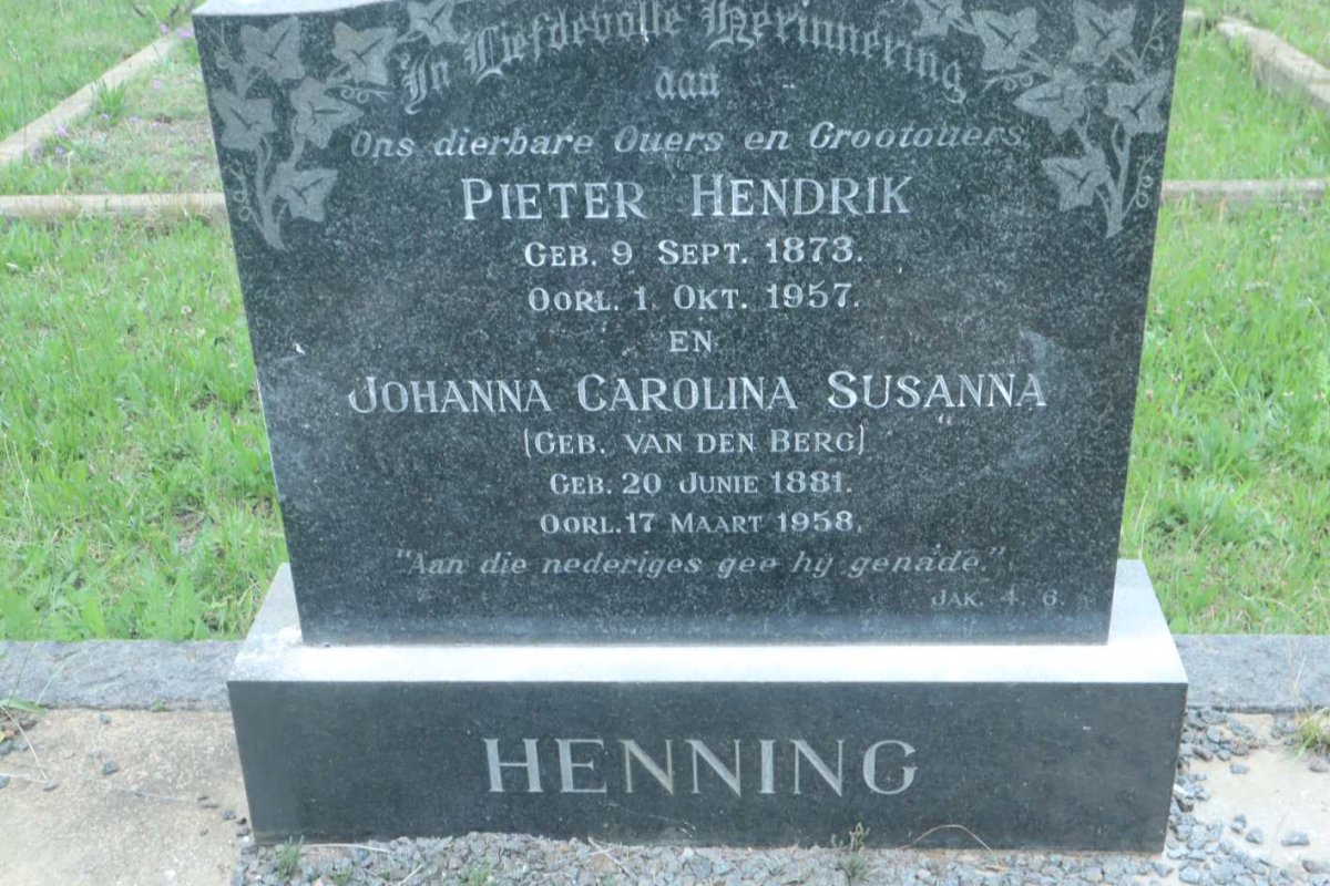 HENNING Pieter Hendrik 1873-1957 &amp; Johanna Carolina Susanna VAN DEN BERG 1881-1958